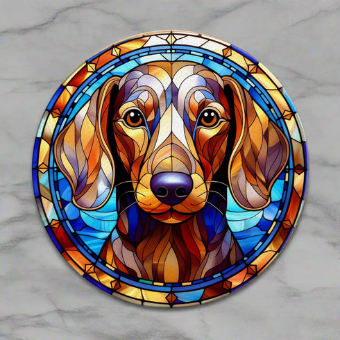 Dachshund Dapple Glass Suncatcher Worktop Saver